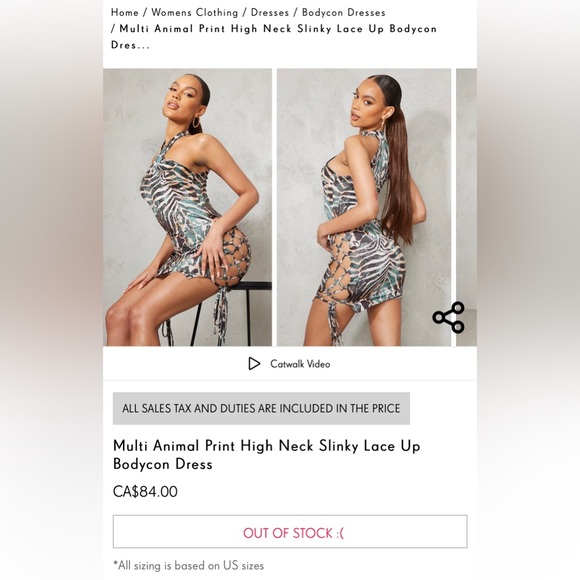 BNWT Multi Animal Print High Neck Slinky Lace Up Bodycon Dress - Picture 2 of 5